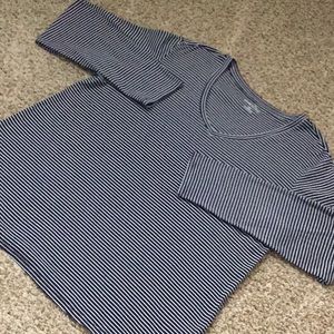 Eddie Bauer Navy & White Striped Knit Top Sz XXL